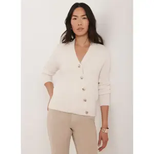 Mint Velvet Cream Asymmetric Knit Cardigan